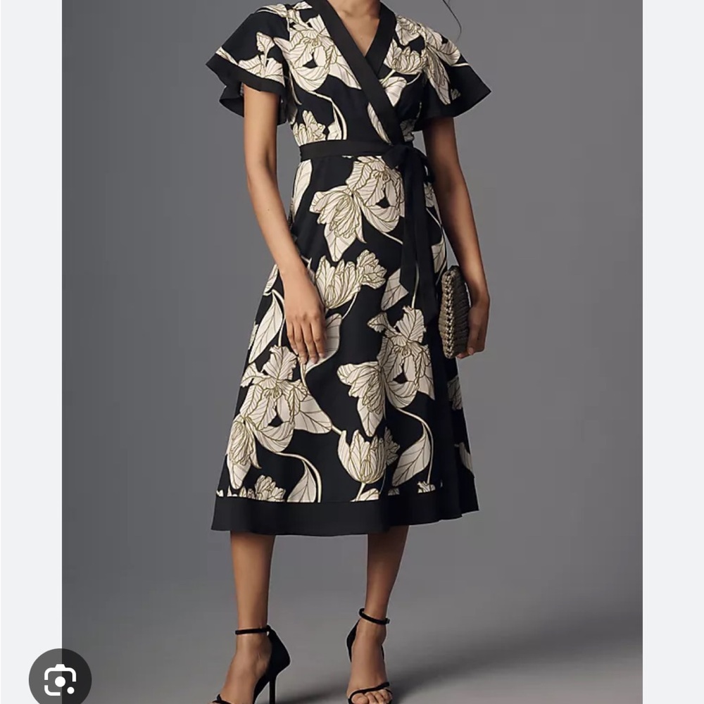 Anthropologie- Hutch Black Tyler Wrap Dress